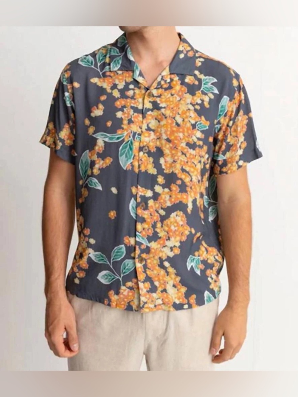 Rhythm Isle Floral Print Cuban Button Down Shirt Size XXL